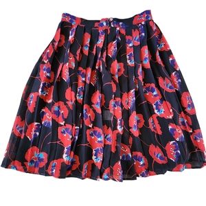 Modcloth Poppy Floral Pleated A-Line Chiffon Skirt